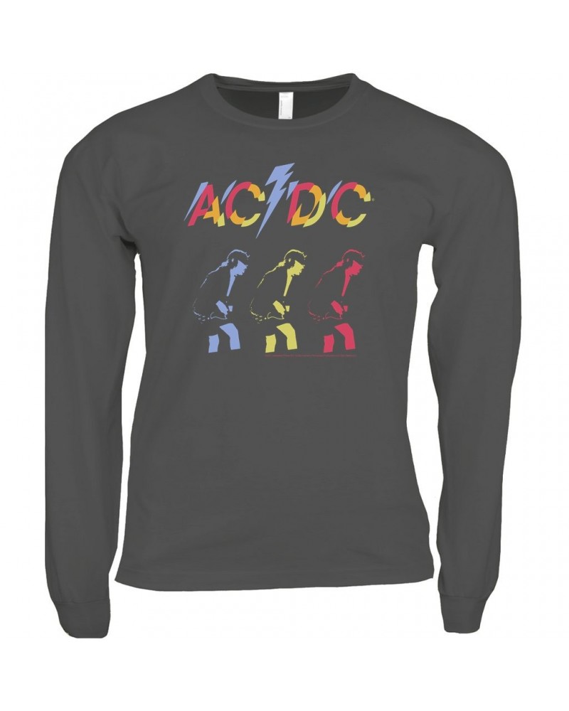 AC/DC Long Sleeve Shirt | Angus Young Triple Color Concert Image Shirt $14.08 Shirts