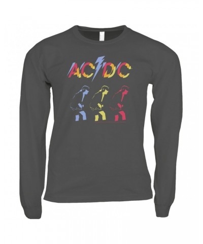 AC/DC Long Sleeve Shirt | Angus Young Triple Color Concert Image Shirt $14.08 Shirts