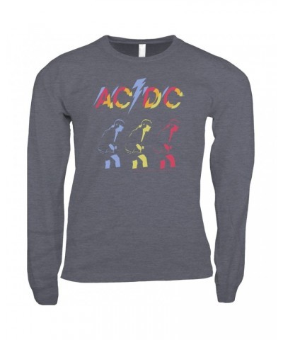 AC/DC Long Sleeve Shirt | Angus Young Triple Color Concert Image Shirt $14.08 Shirts