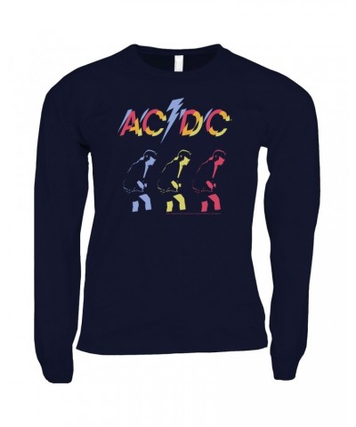 AC/DC Long Sleeve Shirt | Angus Young Triple Color Concert Image Shirt $14.08 Shirts