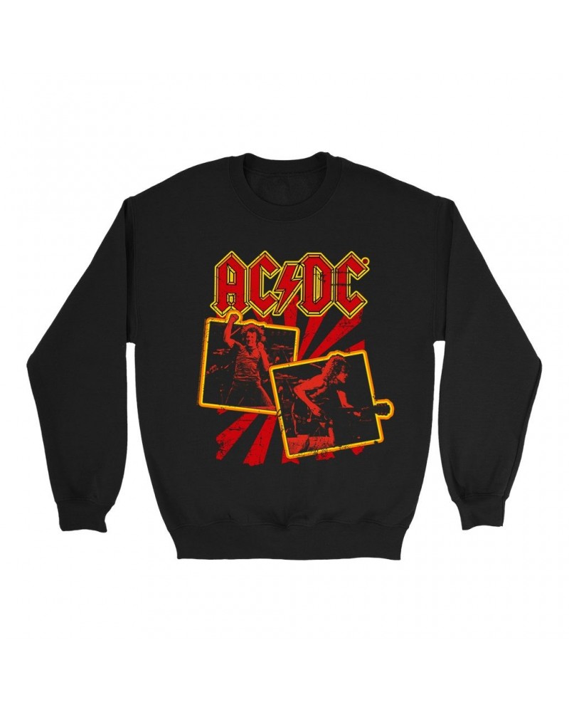 AC/DC Sweatshirt | Back In Black Tour 1980 Distressed Sweatshirt $15.38 Sweatshirts