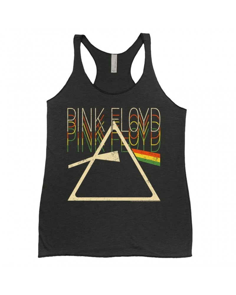 Pink Floyd Ladies' Tank Top | Retro Multi-Color Dark Side Of The Moon Prism Distressed Shirt $8.97 Shirts