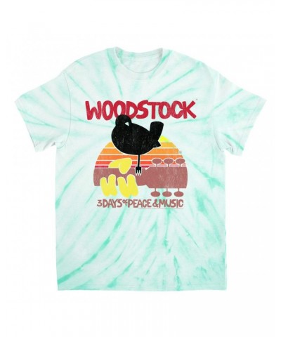 Woodstock T-Shirt | Bird And Guitar Sunset Tie Dye Shirt $10.78 Shirts