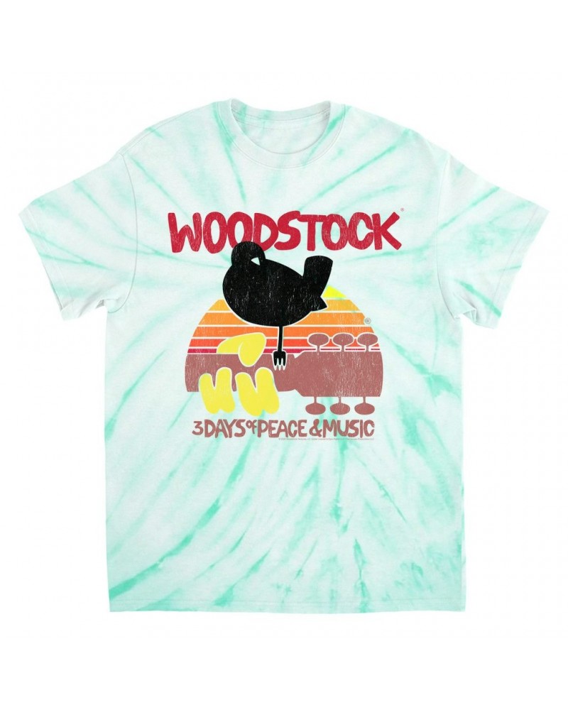 Woodstock T-Shirt | Bird And Guitar Sunset Tie Dye Shirt $10.78 Shirts