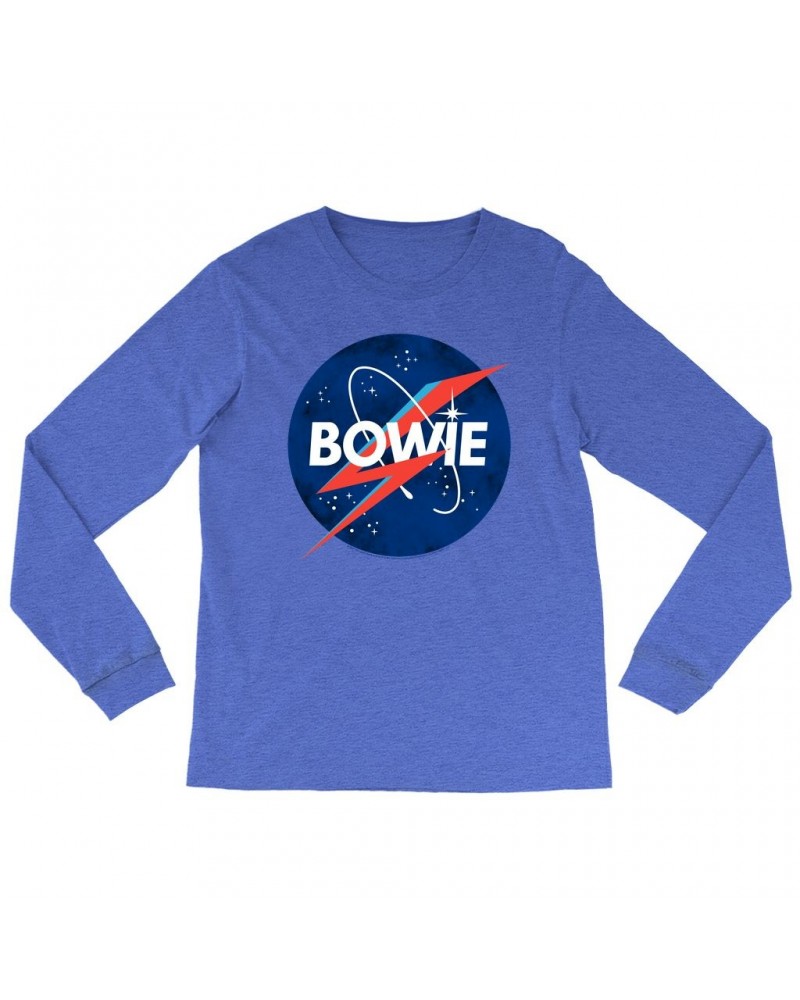 David Bowie Heather Long Sleeve Shirt | Bowie NASA Inspiration Shirt $14.68 Shirts