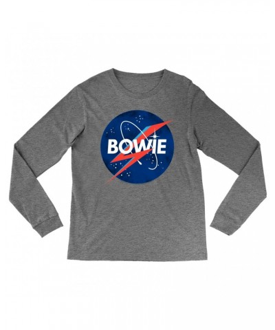 David Bowie Heather Long Sleeve Shirt | Bowie NASA Inspiration Shirt $14.68 Shirts