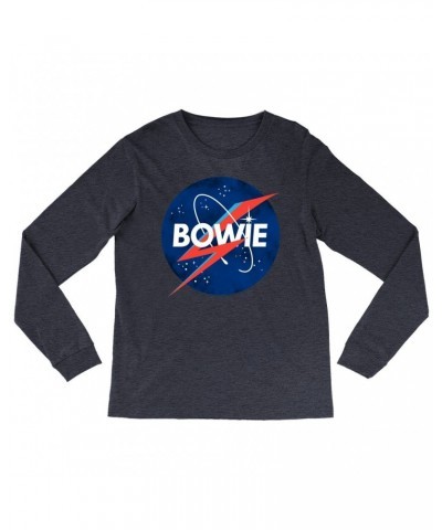 David Bowie Heather Long Sleeve Shirt | Bowie NASA Inspiration Shirt $14.68 Shirts