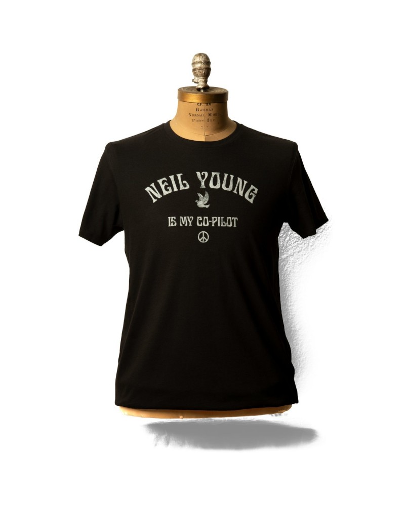 Neil Young Soft Organic Vintage Co-Pilot Men's Black T-Shirt $20.50 Shirts