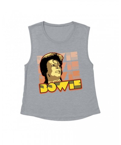 David Bowie Ladies' Muscle Tank Top | Ziggy Stardust Close Up Retro Shirt $12.19 Shirts