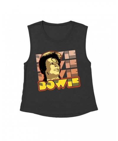 David Bowie Ladies' Muscle Tank Top | Ziggy Stardust Close Up Retro Shirt $12.19 Shirts