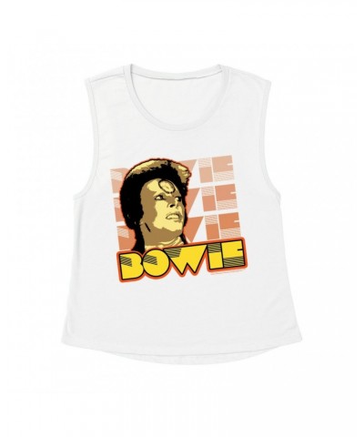 David Bowie Ladies' Muscle Tank Top | Ziggy Stardust Close Up Retro Shirt $12.19 Shirts