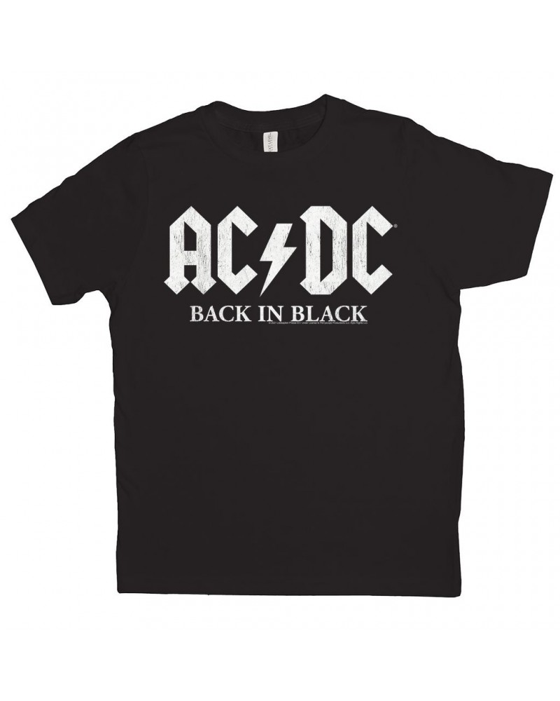 AC/DC Kids T-Shirt | Back In Black US White Design Kids Shirt $9.41 Kids