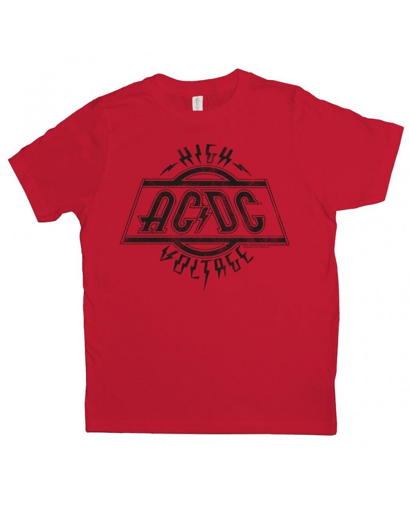 AC/DC Kids T-Shirt | High Voltage Logo Distressed Kids Shirt $10.33 Kids