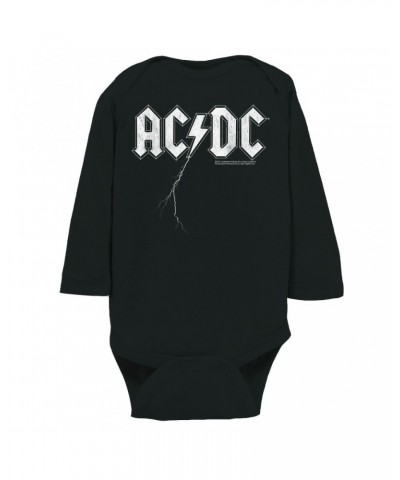 AC/DC Long Sleeve Bodysuit | Lightning Strike Logo Bodysuit $9.86 Shirts