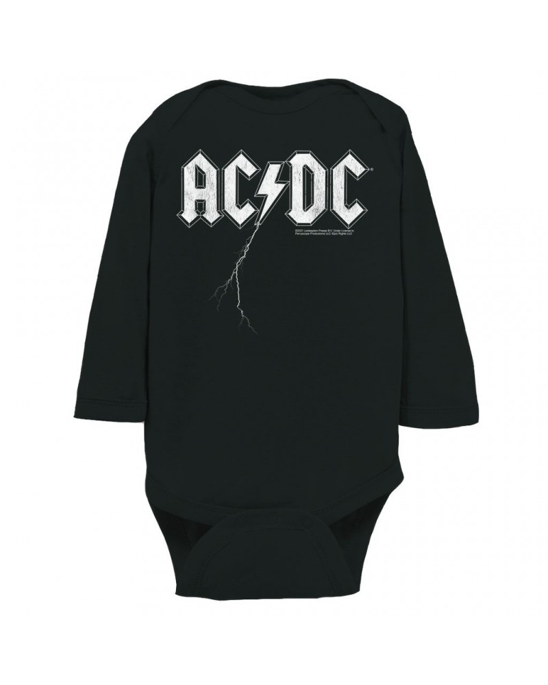 AC/DC Long Sleeve Bodysuit | Lightning Strike Logo Bodysuit $9.86 Shirts