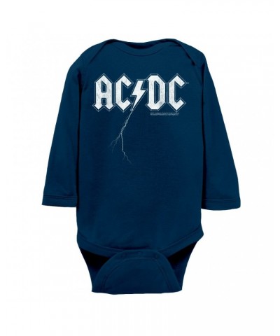 AC/DC Long Sleeve Bodysuit | Lightning Strike Logo Bodysuit $9.86 Shirts