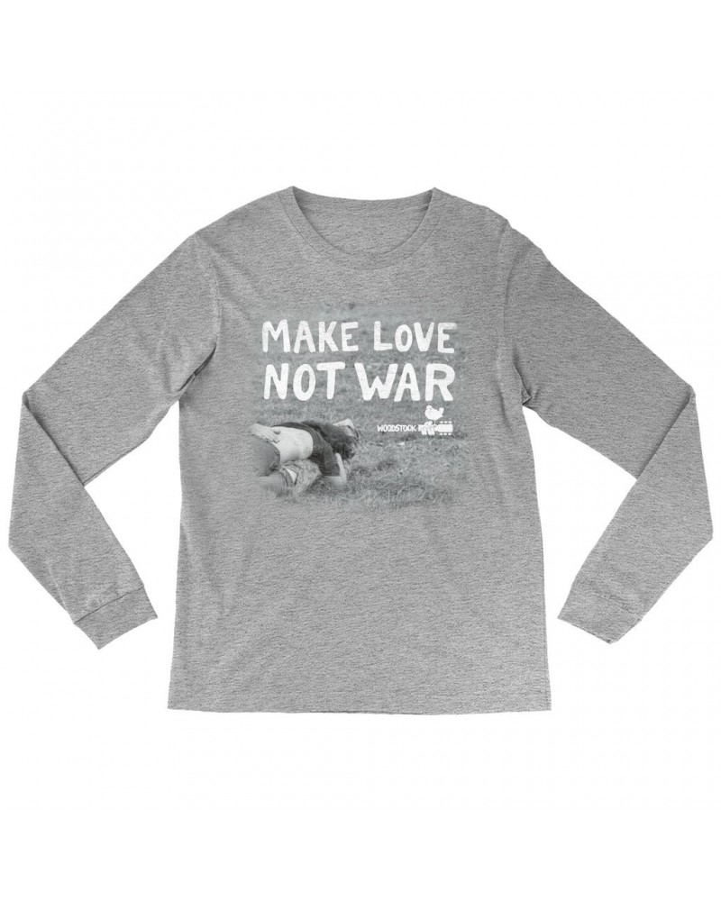 Woodstock Long Sleeve Shirt | Make Love Not War Famous Image Distressed Shirt $11.08 Shirts