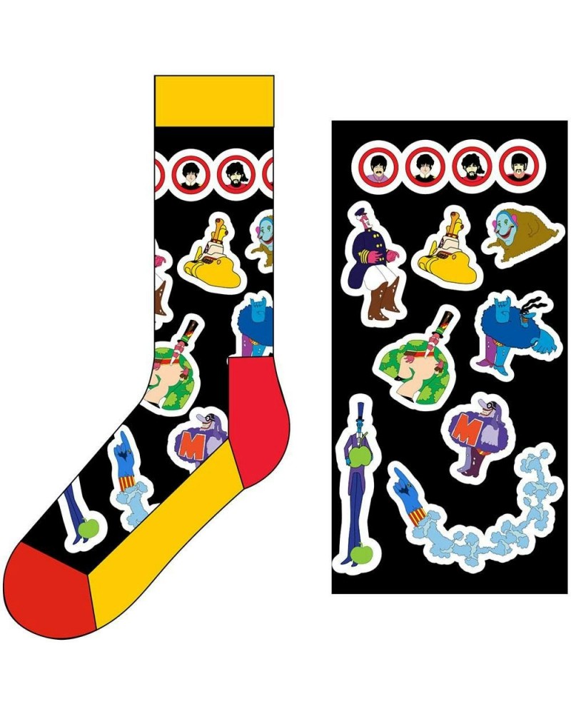 The Beatles Black Socks - Portholes & Characters $5.32 Footware