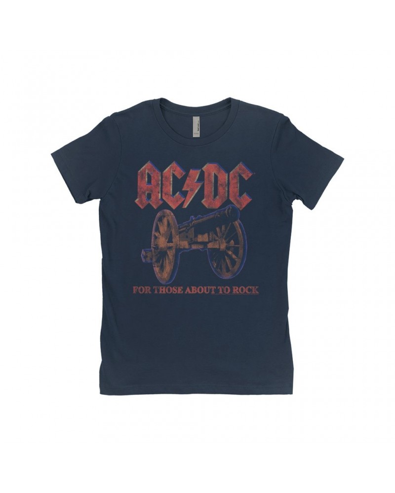 AC/DC Ladies' Boyfriend T-Shirt | For Those About To Rock Cannon Design Shirt $11.73 Shirts