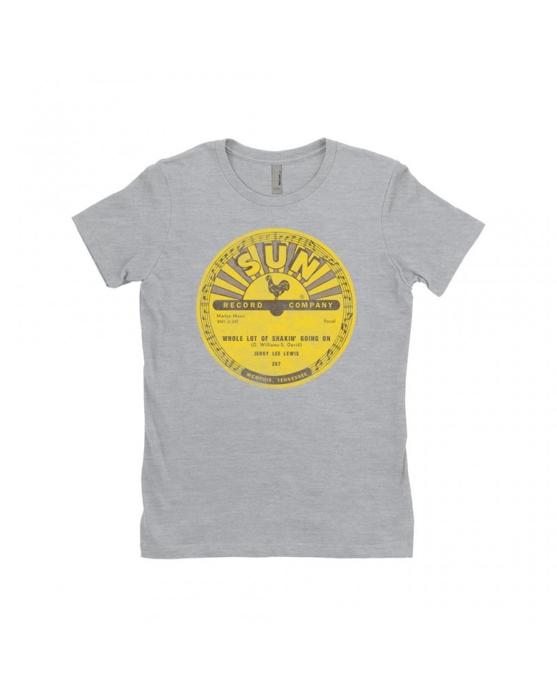 Jerry Lee Lewis Ladies' Boyfriend T-Shirt | Whole Lotta Shakin' Going On Record Label Distressed Shirt $7.49 Shirts