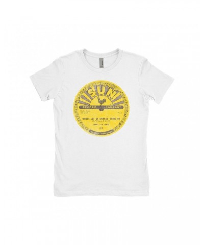 Jerry Lee Lewis Ladies' Boyfriend T-Shirt | Whole Lotta Shakin' Going On Record Label Distressed Shirt $7.49 Shirts