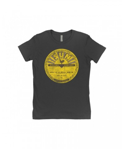 Jerry Lee Lewis Ladies' Boyfriend T-Shirt | Whole Lotta Shakin' Going On Record Label Distressed Shirt $7.49 Shirts