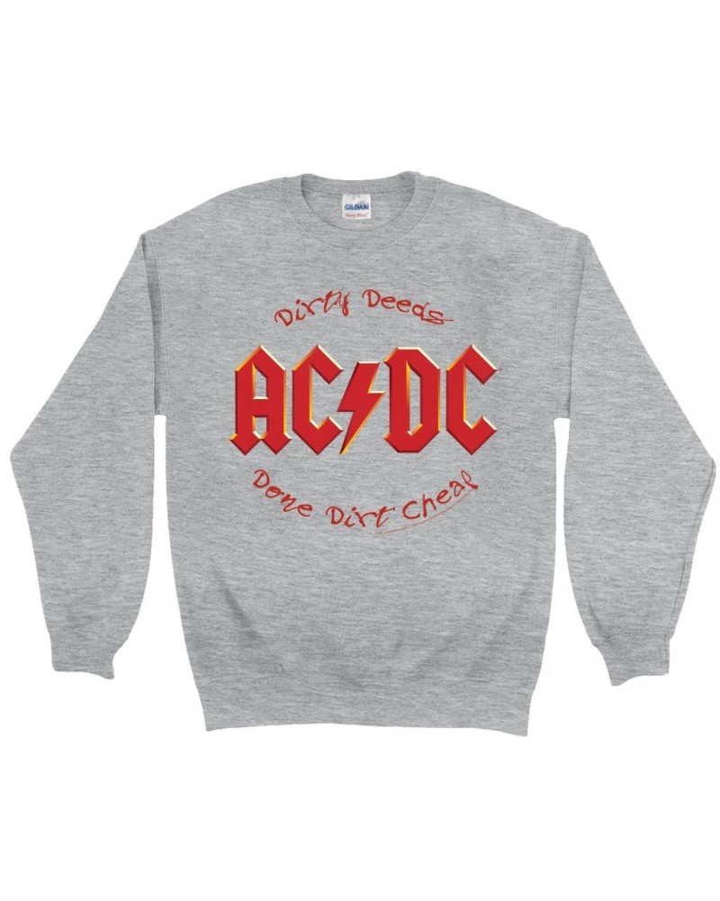 AC/DC Sweatshirt | Dirty Deeds Done Dirt Cheap Script Design Sweatshirt $17.13 Sweatshirts