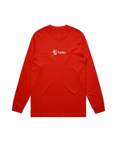 Triple J Embroidered Logo Long Sleeve (Red) $14.63 Shirts