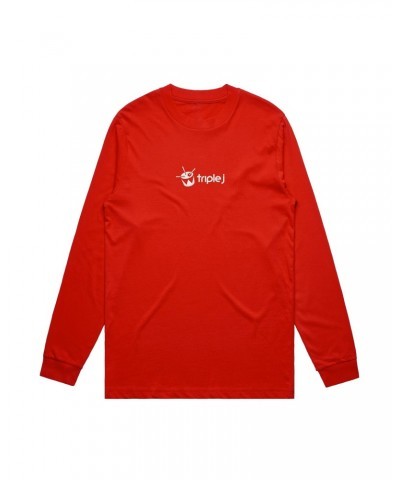 Triple J Embroidered Logo Long Sleeve (Red) $14.63 Shirts