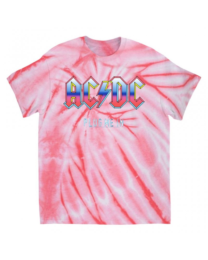 AC/DC T-Shirt | Plug Me In Pastel Design Tie Dye Shirt $10.78 Shirts