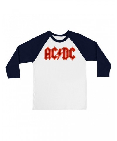 AC/DC 3/4 Sleeve Baseball Tee | Neon Lights Logo Shirt $11.68 Shirts