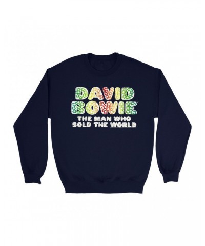 David Bowie Sweatshirt | Rainbow Funky The Man Who Sold The World Logo Distressed Sweatshirt $11.53 Sweatshirts